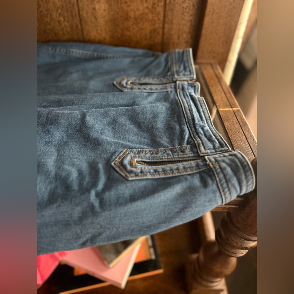 Pilcro and the Letterpress High Rise Blue Jean Skirt